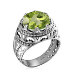 Vintage Rings For Men Genuine 925 Sterling Silver Male Ring 13*13mm Mystic Topaz Round Cut Stone Men's Jewelry Beautiful