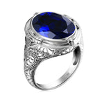 Genuine 925 Sterling Silver 14*18mm Oval Created Ruby Ring For Women Vintage Punk Birthday Stone Wedding Party Fashion Jewellery