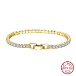 Rinntin Luxury Real 925 Sterling Silver Tennis Bracelet Women with AAAA Zircon Female Bangle Party Wedding Jewelry Gifts SB91