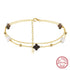 Rinntin Genuine 925 Sterling Silver Double Layer Clover Chain Anklet Lucky Clover Charm Anklets Bracelet Female Jewelry GMA02