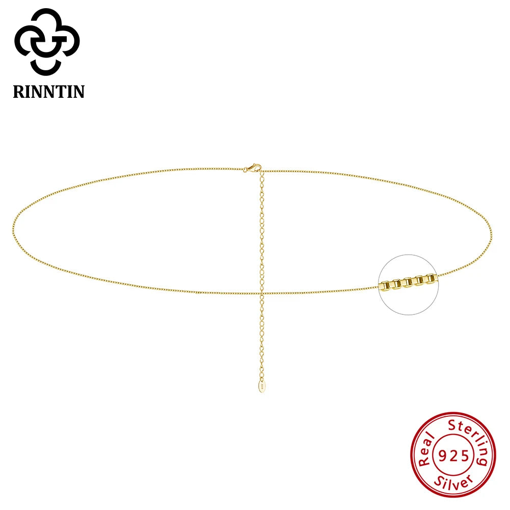 Rinntin Minimalist 925 Silver Chain Belly Waist Chain Women's Fashion Sexy Bikini Beach Summer Body Jewelry Accessory CW02