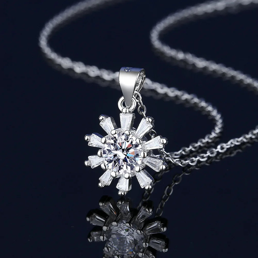925 Sterling Silver Necklace For Women Round Pendent Sparkling Pave CZ Necklace Fashion Anniversary Birthday Jewelry Gifts