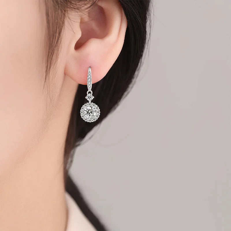 1CT Full Moissanite Heart Earrings For Women Girls DVVS1 925 Sterling Silver Sparkling Engagement Jewelry High Quality