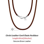 Rinntin Genuine Italian 2mm Brown Leather Cord Chain Necklace for Women Men with 925 Sterling Silver Clasp Trendy Jewelry SC62
