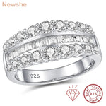 Newshe Certified Moissanite Wedding Ring for Women 925 Sterling Silver Promise Engagement Rings Round Emerald Cut