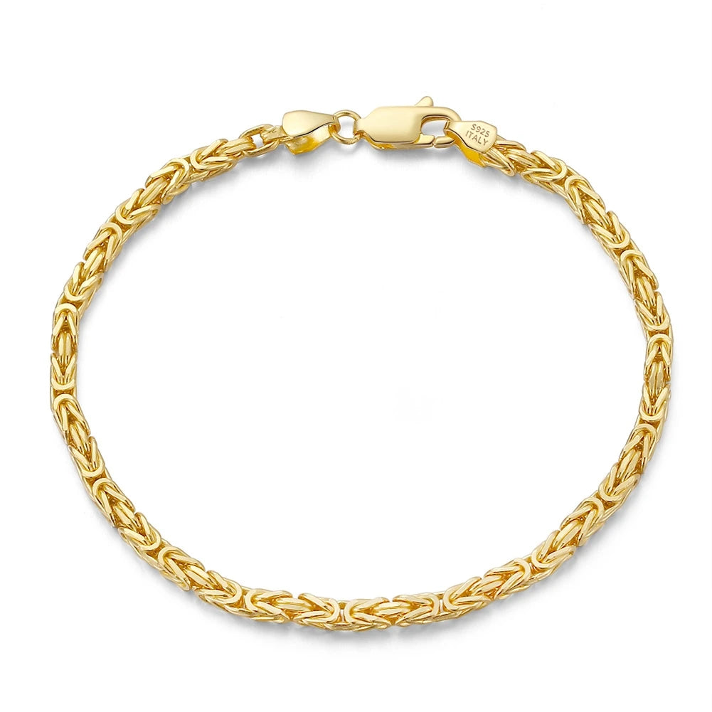 Rinntin Luxury 925 Sterling Silver Italian 2.5mm Flat Byzantine Link Chain Bracelet for Women Handmade Bracelet  Jewelry SB122