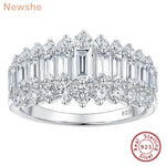 Newshe 925 Sterling Silver Emerald Cut Wedding Bands for Women Engagement Rings Cubic Zircon Eternity Ring