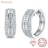 Newshe 925 Sterling Silver D-Color VVS1 Moissanite Hoop Earrings for Women Emerald Cut Pave Wedding Jewelry Gift