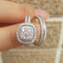 Newshe 2Pcs Moissanite Wedding Rings Set for Women White Gold Plated Halo Round Cut Engagement Bridal Ring
