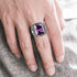 Massive 925 Sterling Silver Thick Men's Rings Amethyst Vintage Art Deco Revival Vintage Male Jewelry Party Gift For Husband