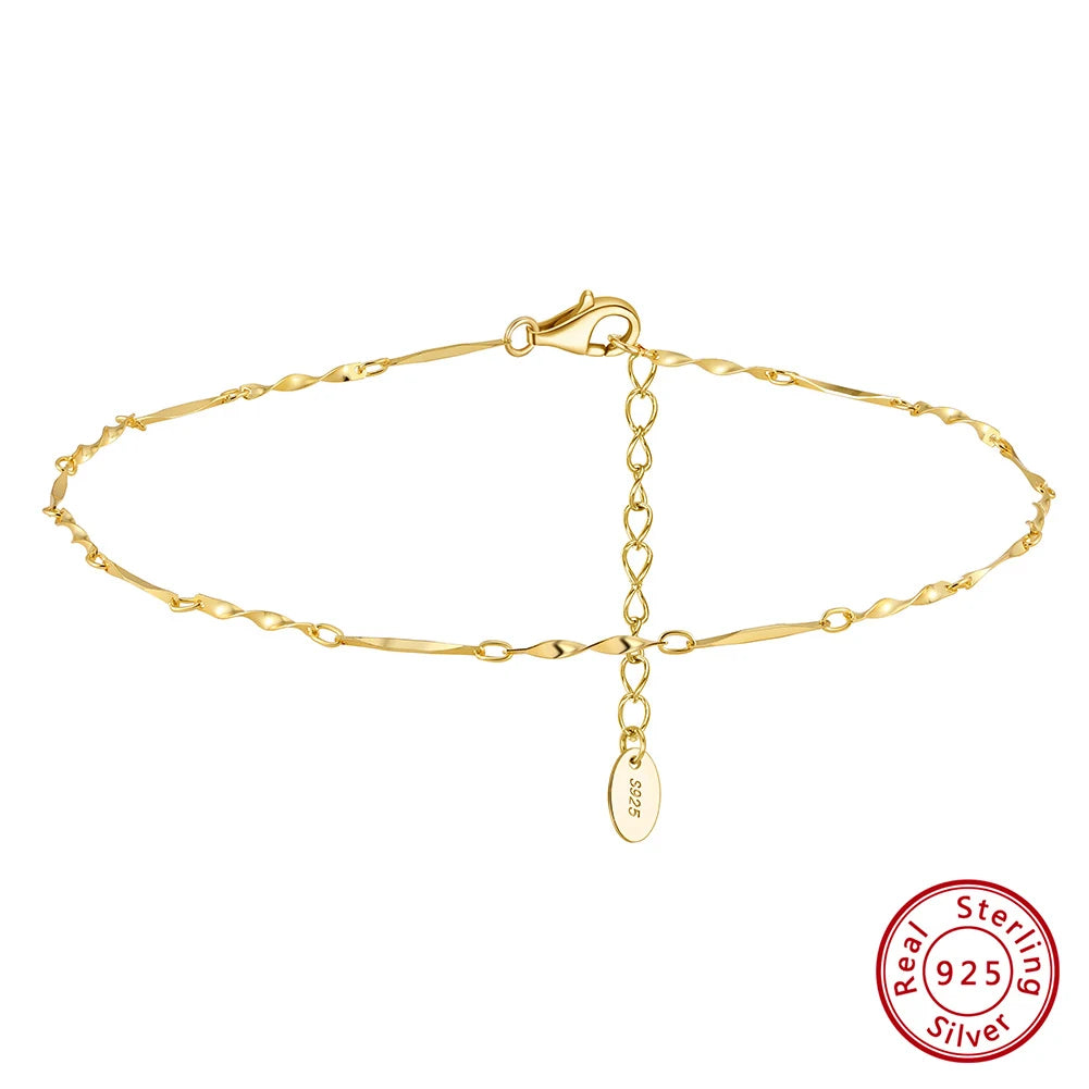 Rinntin 925 Sterling Silver Fish Lips Chain Anklet for Women Fashion Foot Bracelet Summer Sexy Silver Ankle Straps Jewelry SA33