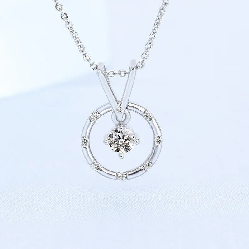 925 Sterling Silver Necklace For Women Round Pendent Sparkling Pave CZ Necklace Fashion Anniversary Birthday Jewelry Gifts N755