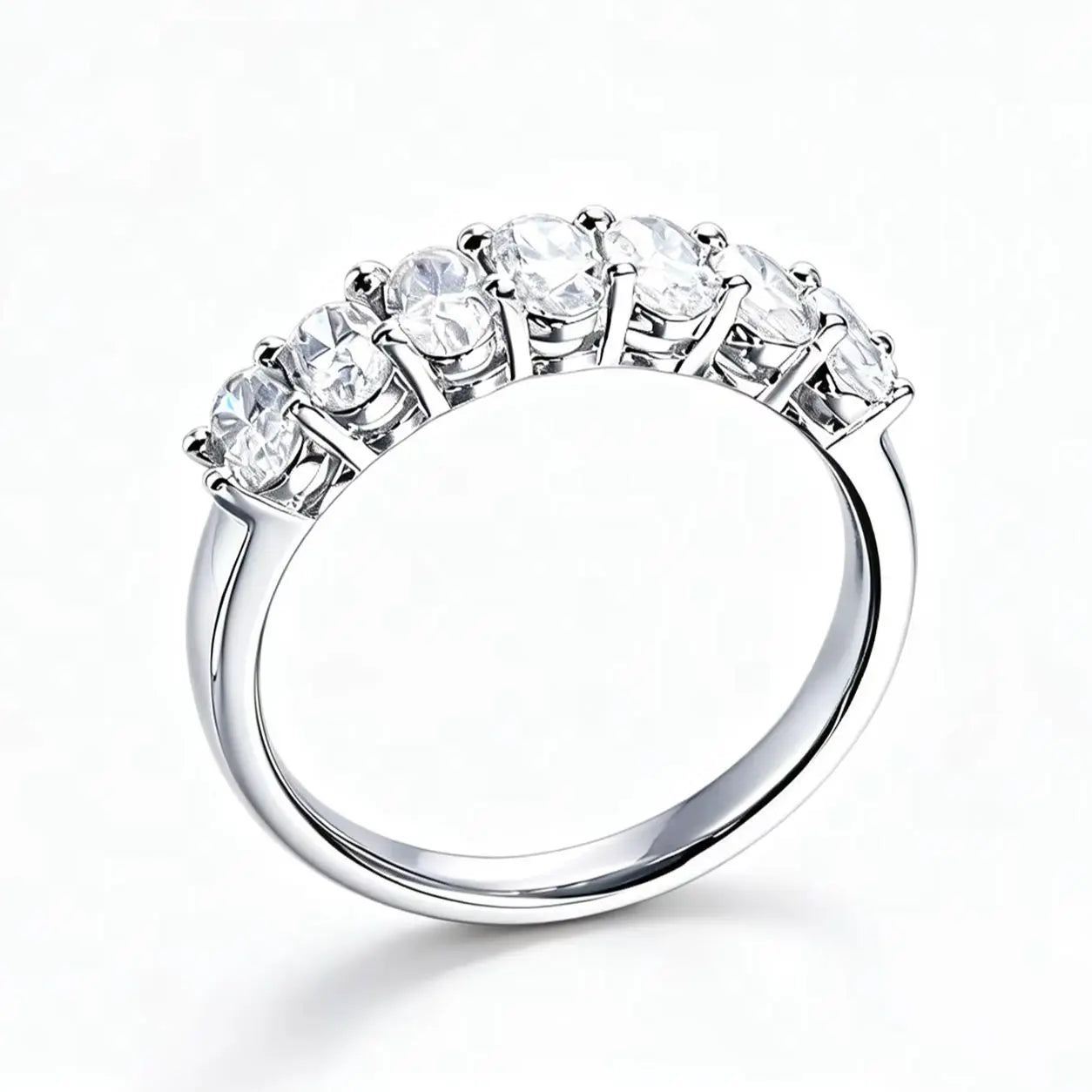 A Simple Unisex Couple's Ring in 925 Sterling Silver with a 2.1-Carat Oval Moissanite, Perfect for Dates and Parties.