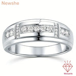 Newshe Certified Moissanite Rings for Men D Color VVS1 Brilliant Wedding Band High-Quality White Gold Plated Jewelry