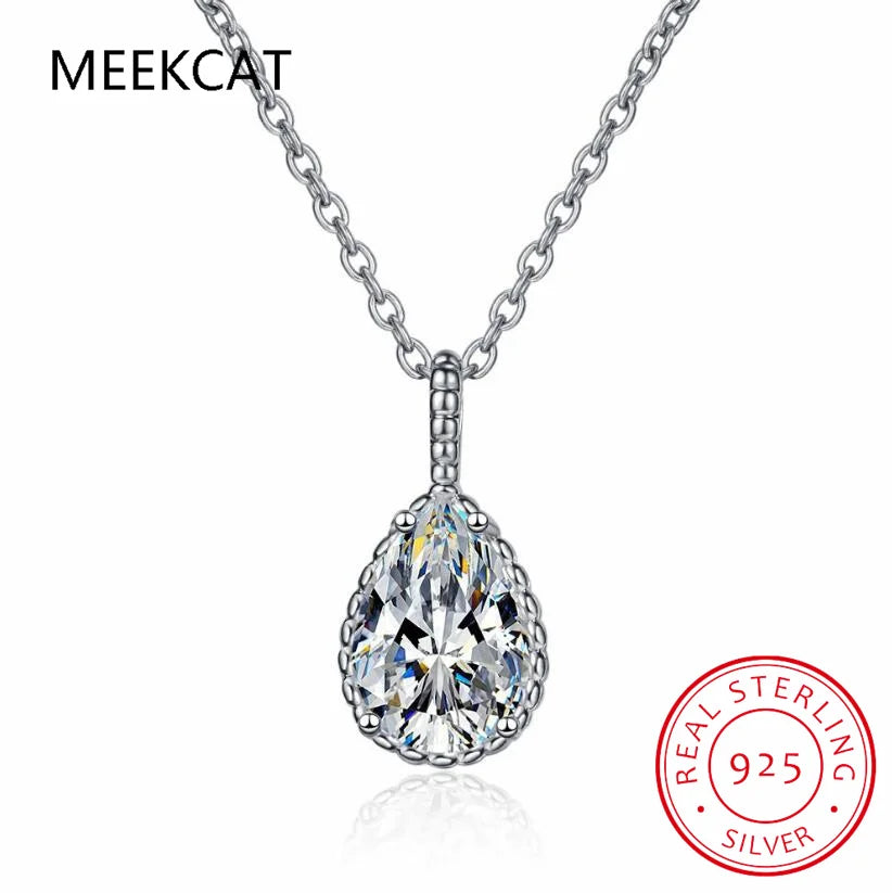 Pear Cut Created Blue Sapphire 925 Sterling Silver Water Drop Pendant Necklace Fashion Gemstone Jewelry For Women Party Gift