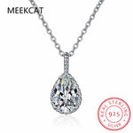 Pear Cut Created Blue Sapphire 925 Sterling Silver Water Drop Pendant Necklace Fashion Gemstone Jewelry For Women Party Gift