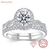 Newshe Women's D VVS1 Full Moissanite Engagement Ring Set 925 Sterling Silver Halo Oval Cut Bridal Wedding Rings Fine Jewelry