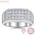 Newshe Men's Certified Moissanite Wedding Band 925 Sterling Silver Paved Statement Ring for Gentlemen