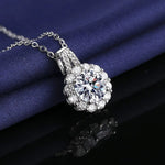 New Fashion 925 Sterling Silver Jewelry Round Zircon Pendants Necklaces Women Fine Semi Rhinestone Circle Clavicle Chain Choker