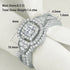 Newshe 2 Pcs 925 Sterling Silver Wedding Rings for Women Double Halo AAAAA Cubic Zircons Engagement Ring Bridal Set Jewelry