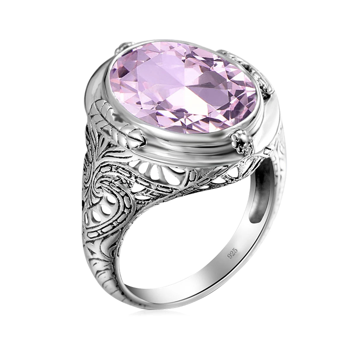 Genuine 925 Sterling Silver 14*18mm Oval Created Ruby Ring For Women Vintage Punk Birthday Stone Wedding Party Fashion Jewellery