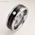 Newshe Black White Gold Color Men's Wedding Band 8mm Matte Brushed Tungsten Rings for Him Cubic Zircon Size 8-13