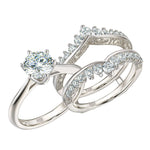 Newshe Luxury Solid 925 Sterling Silver Wedding Engagement Rings for Women High Grade Cubic Zircon Guard Band BR1167