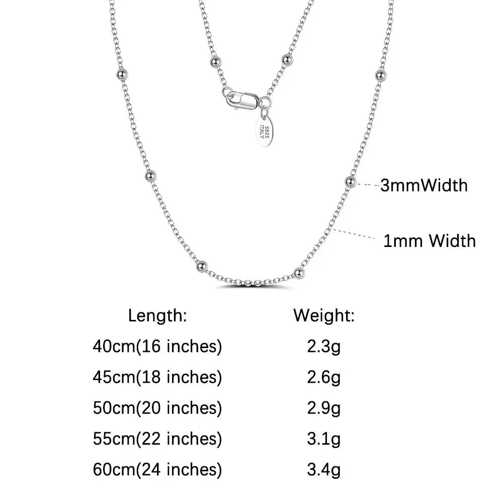 VIXONNA 925 Sterling Silver Satellite Necklace - Minimalist Ball Chain