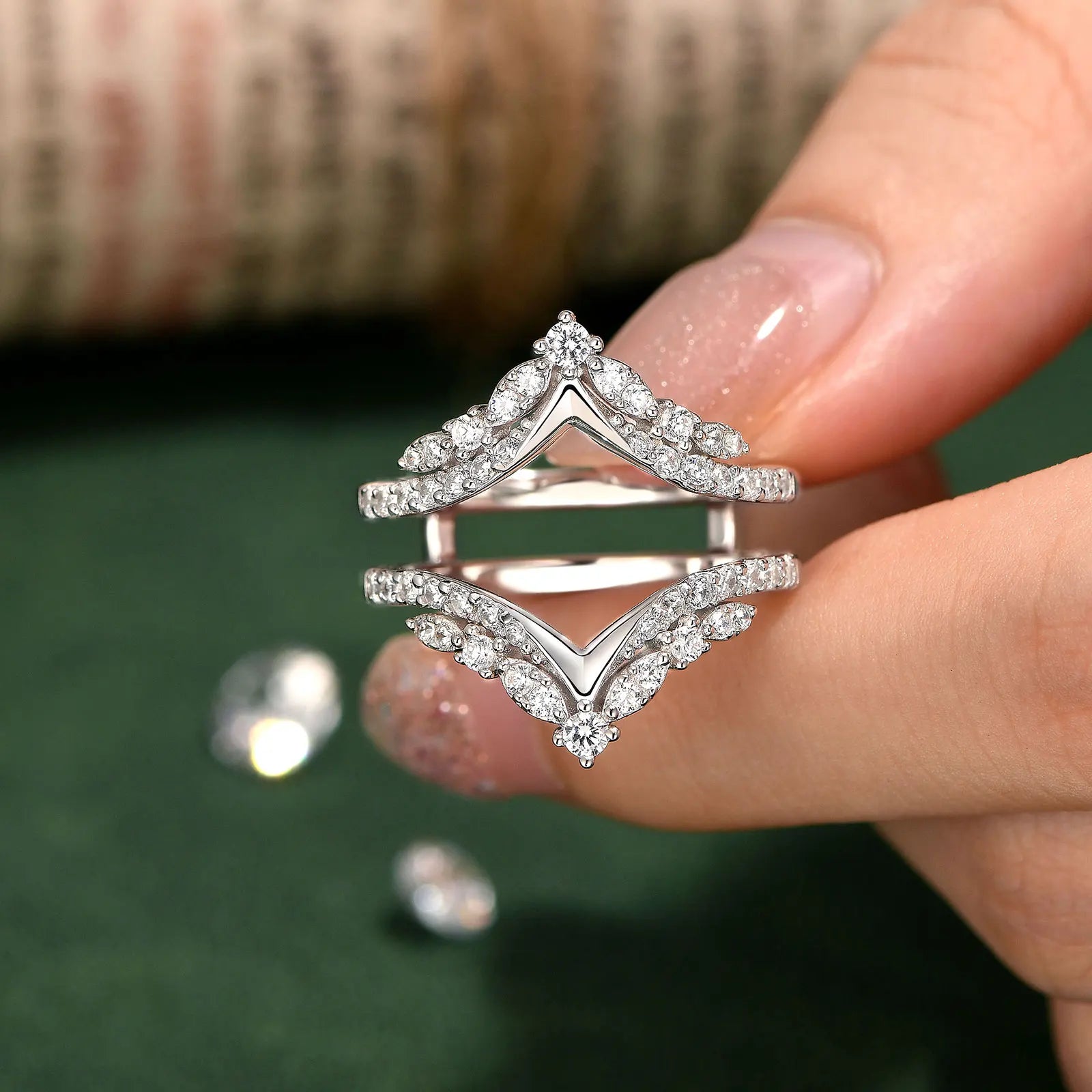 Newshe Solid 925 Sterling Silver Vintage Ring Enhancers for Women Engagement Rings Luxury Wedding Jewelry