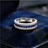Newshe White and Blue Created Sapphire Rings for Women Half Eternity Wedding Band Cubic Zircon Party Ring
