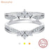Newshe 925 Sterling Silver Multi-color Guard Ring Enhancers for Women Crown Engagement AAAAA CZ Exquisite Wedding Band Jewelry