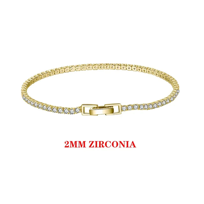 Rinntin 925 Sterling Silver Tennis Bracelets For Women Luxury 2mm 3mm 4mm Cubic Zirconia Shiny Tennis Bracelets Jewelry SB91
