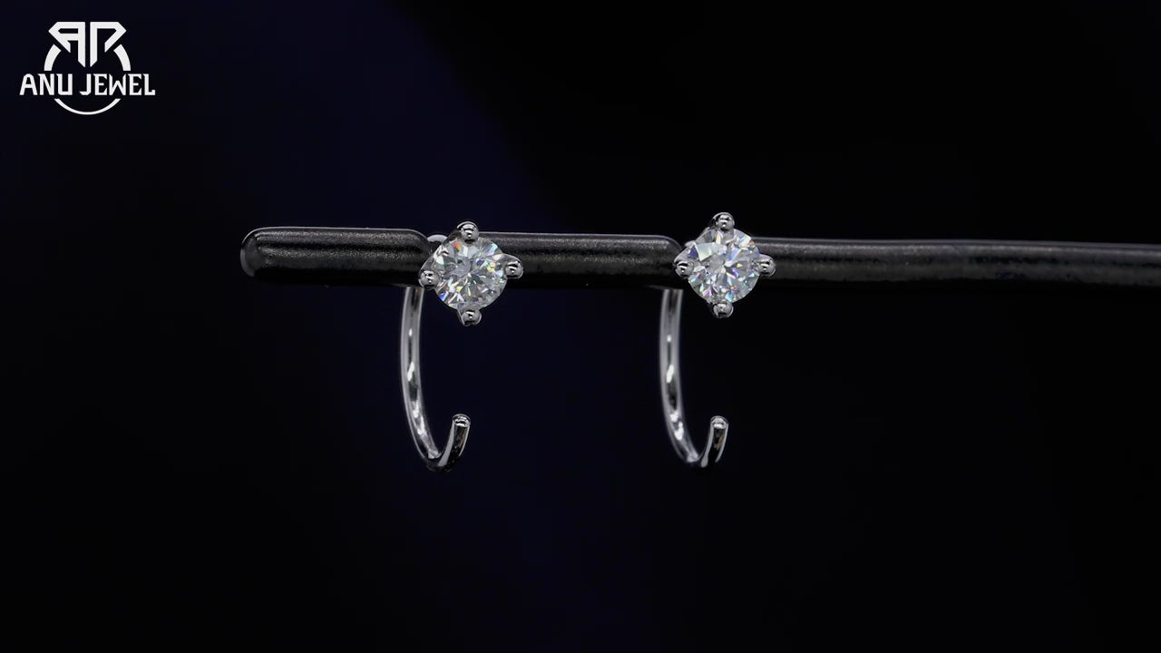 Vixonna Women's Moissanite Classic Hoop Earrings 925 Silver D Color 4mm