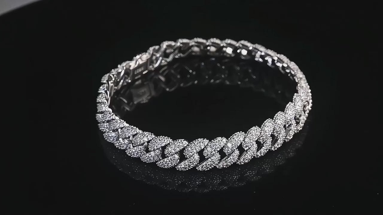Vixonna 0.31in Cuban Link Tennis Bracelet 925 Silver 18k Plated Zircon