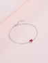 Vixonna Women's Rose Red Zirconia Heart Link Chain Bracelet 925 Silver