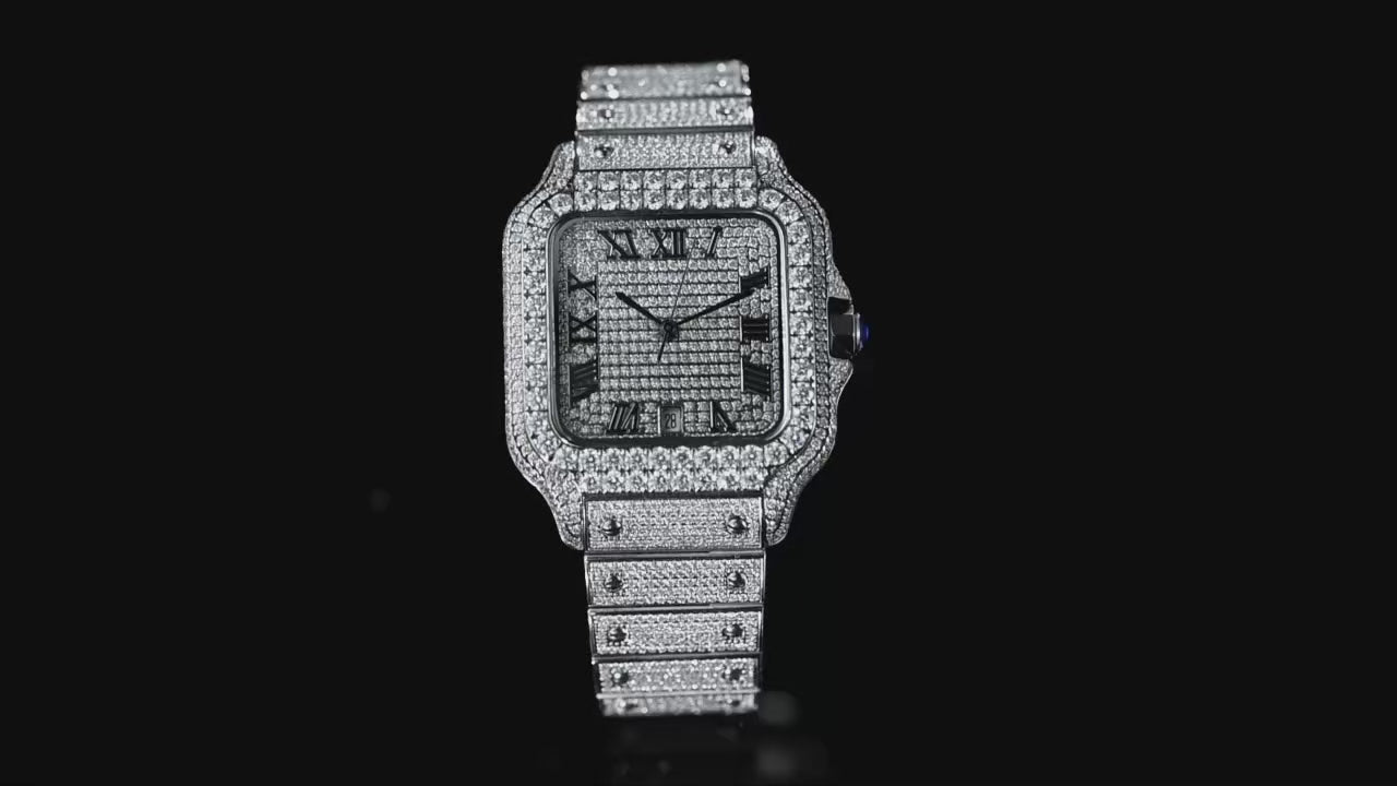 Vixonna Men's Moissanite Mechanical Wristwatch Waterproof Steel