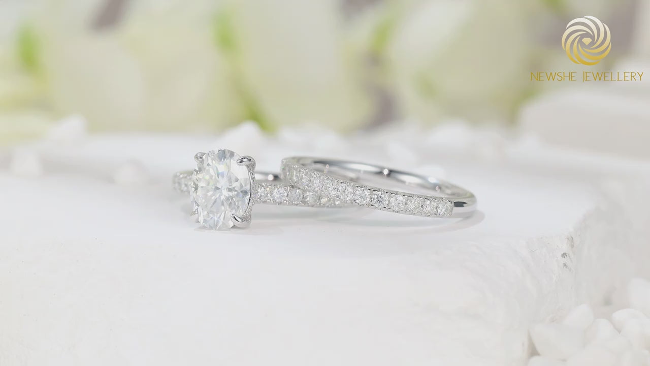 Vixonna Oval Cut Moissanite Wedding Ring Set 2ct 925 Silver D Color VVS1