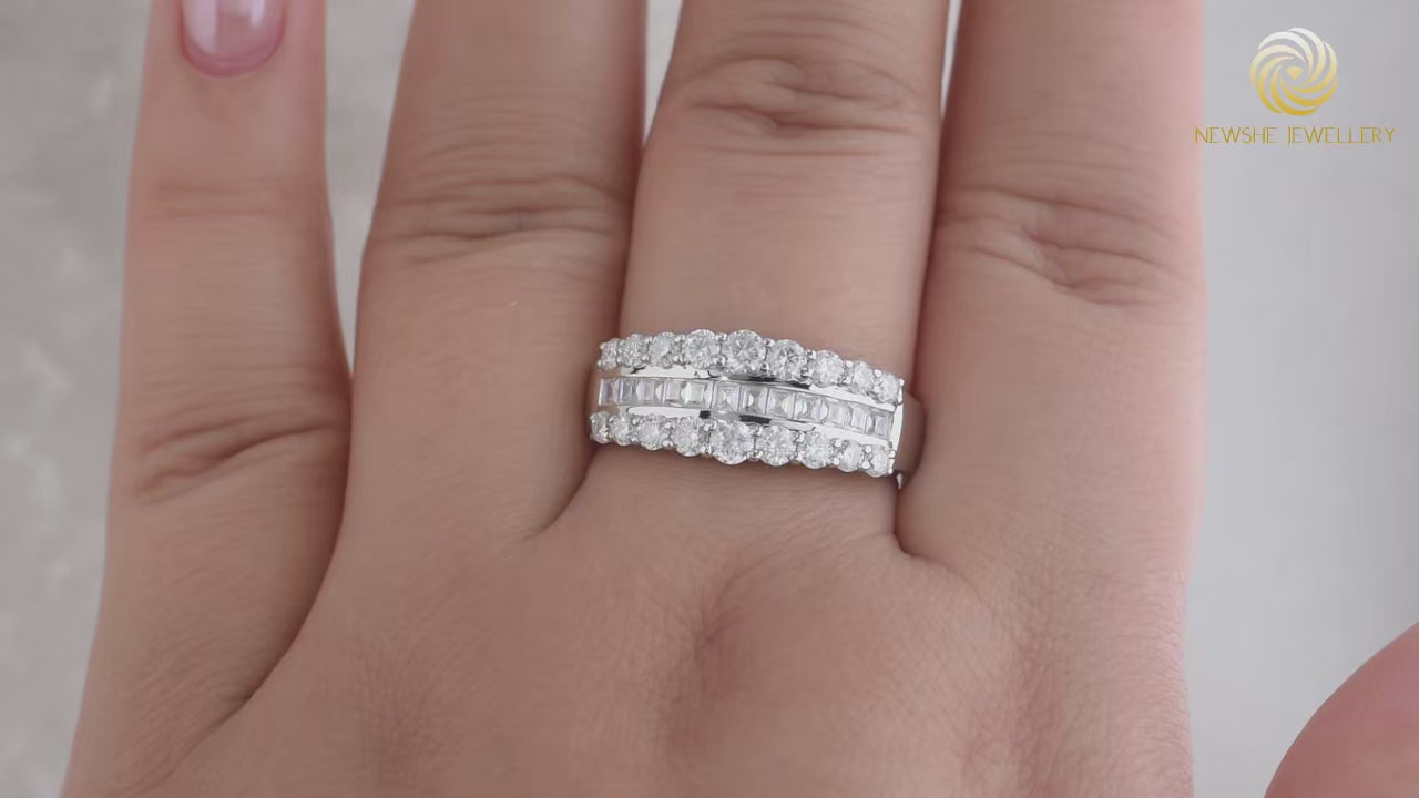 Vixonna Women's Moissanite Wedding Ring 925 Silver Round Cut