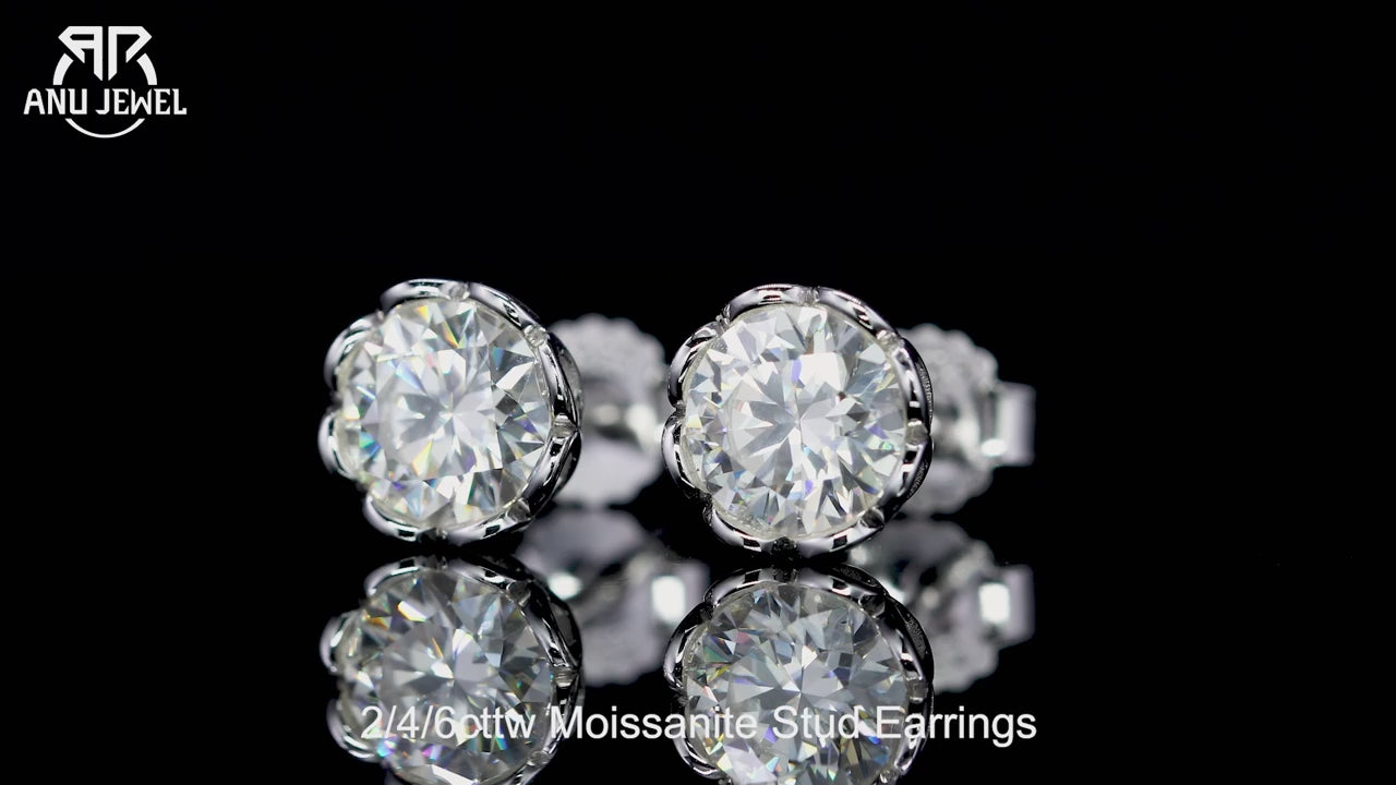 Vixonna Women's Moissanite Classic Stud Earrings 925 Silver D Color VVS1