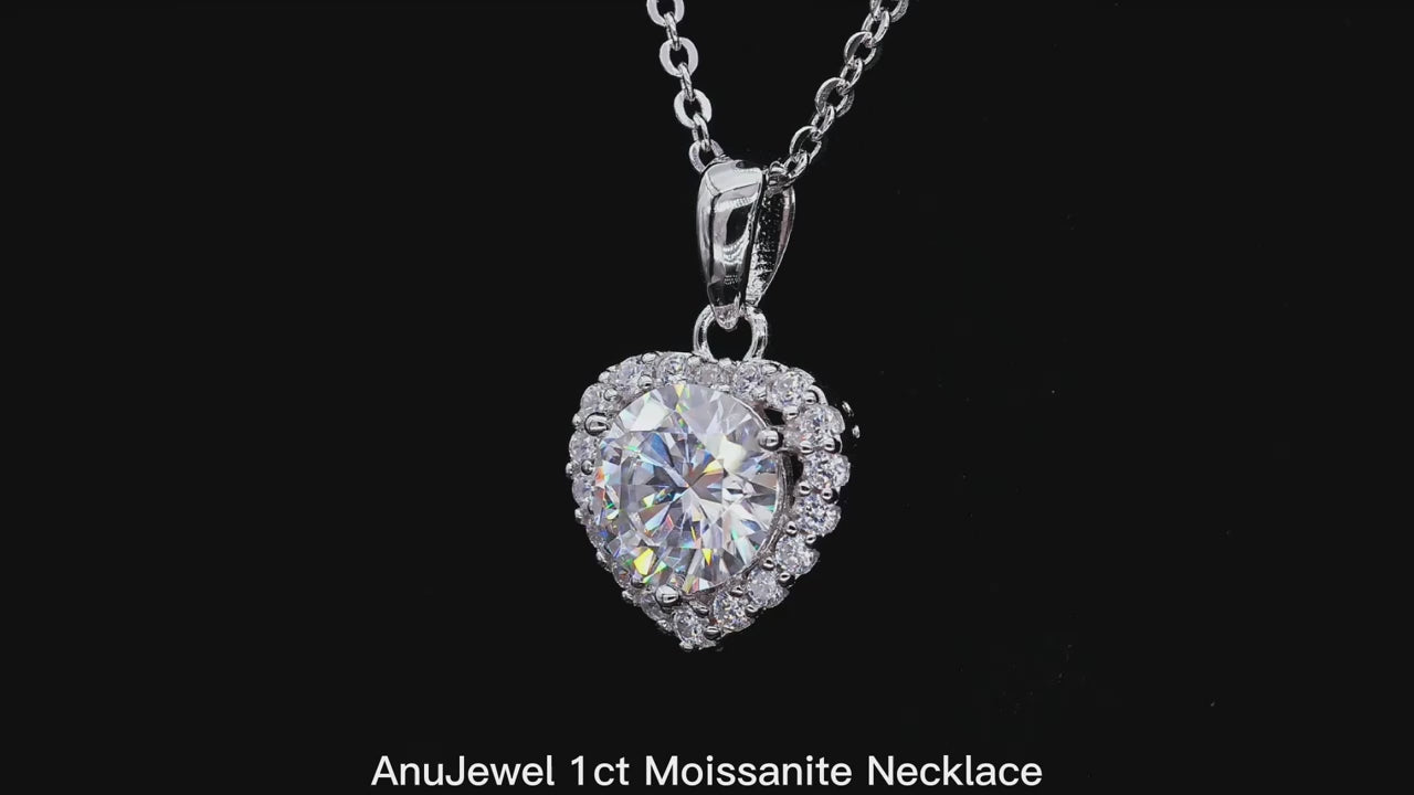 Vixonna Heart Moissanite Pendant Necklace 1ct D Color 925 Silver