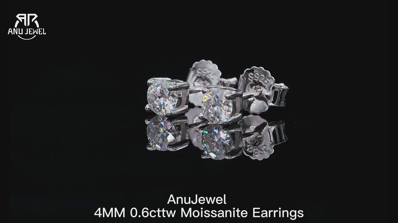 Vixonna Women's Moissanite Stud Earrings 925 Silver D Color VVS1 Round
