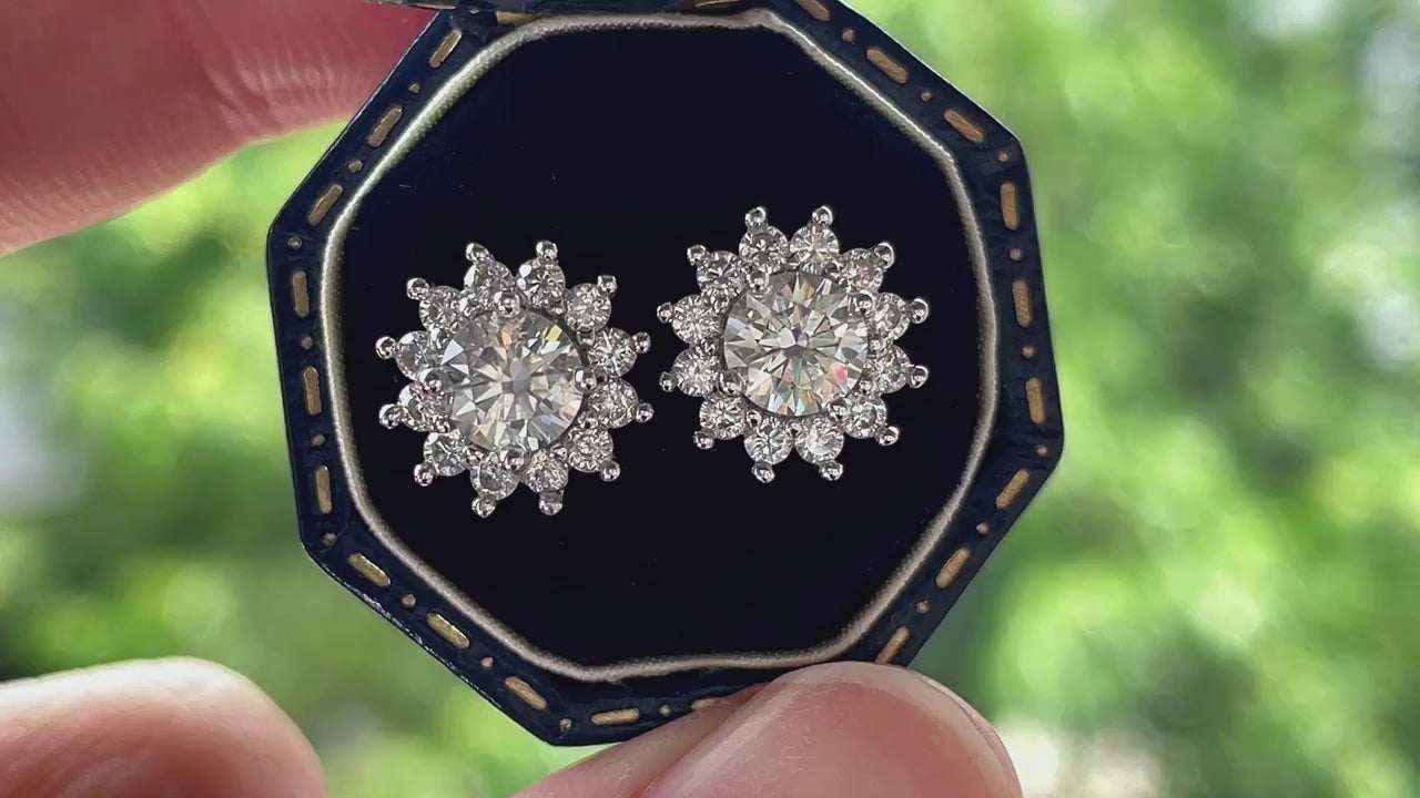 Vixonna Women's Moissanite Sunflower Stud Earrings 1ct 925 Silver D Color VVS1