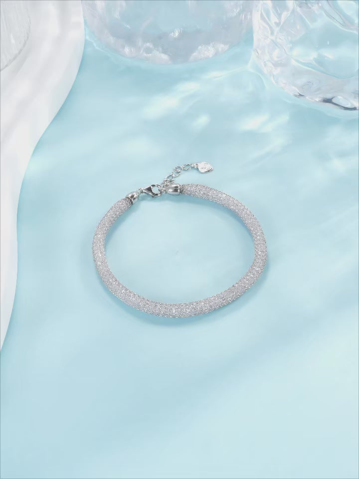 Vixonna Women's Zirconia Weave Bracelet 925 Silver Reticular