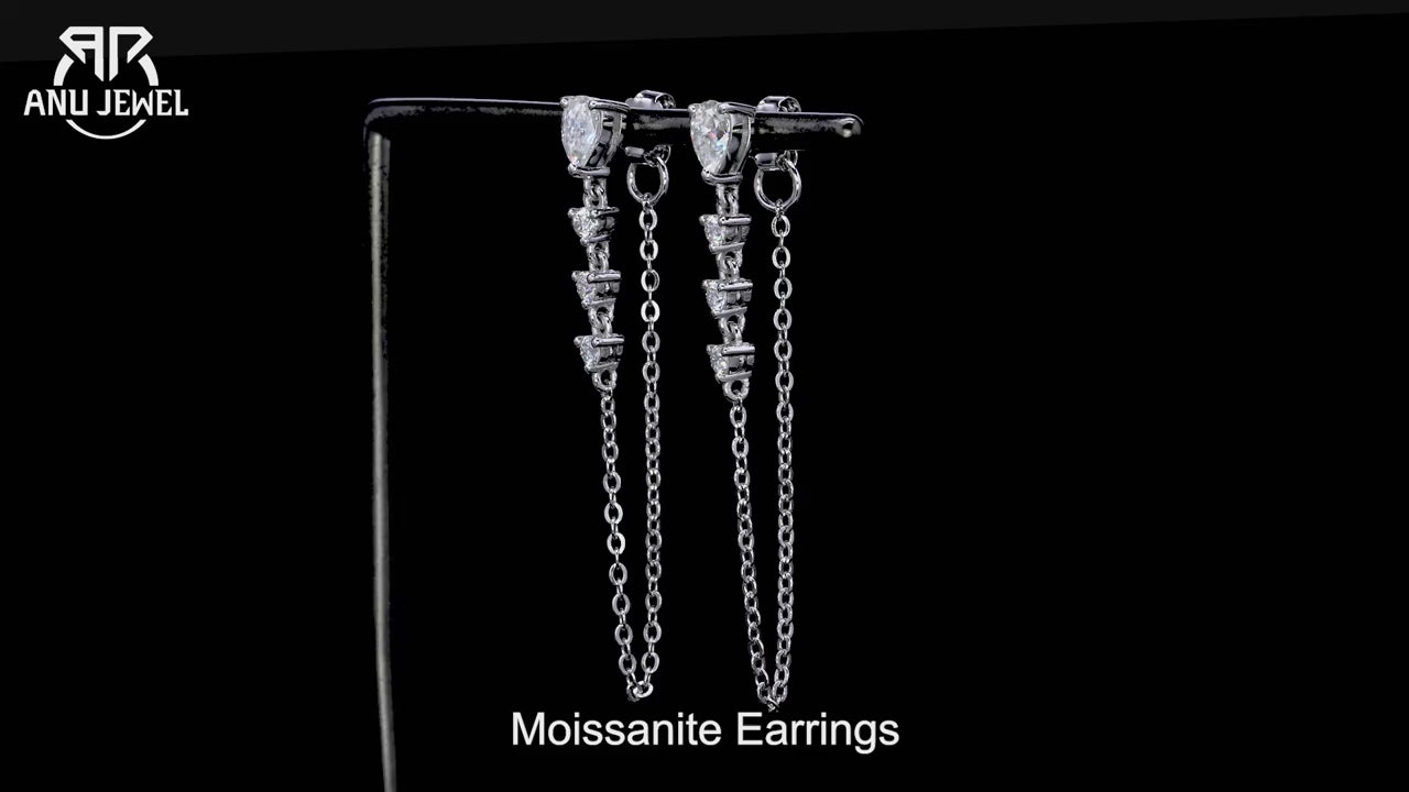 Vixonna Women's Pear Moissanite Drop Earrings 925 Silver D Color 1cttw