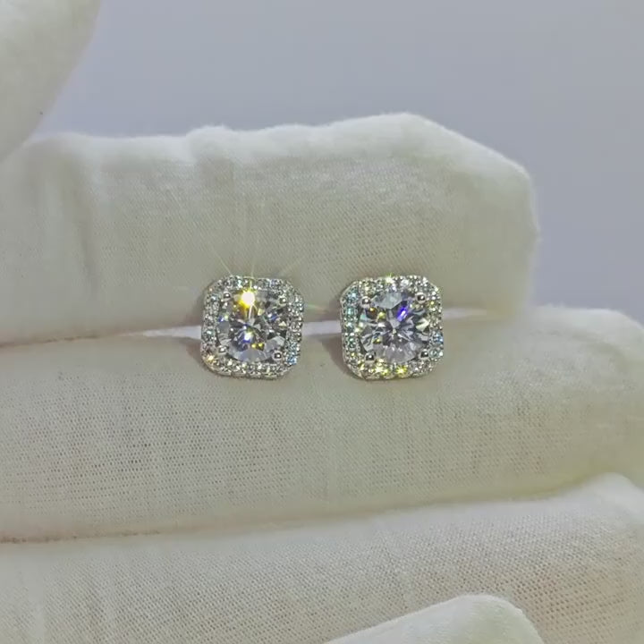 Vixonna Women's Moissanite Stud Earrings 925 Silver D Color VVS1