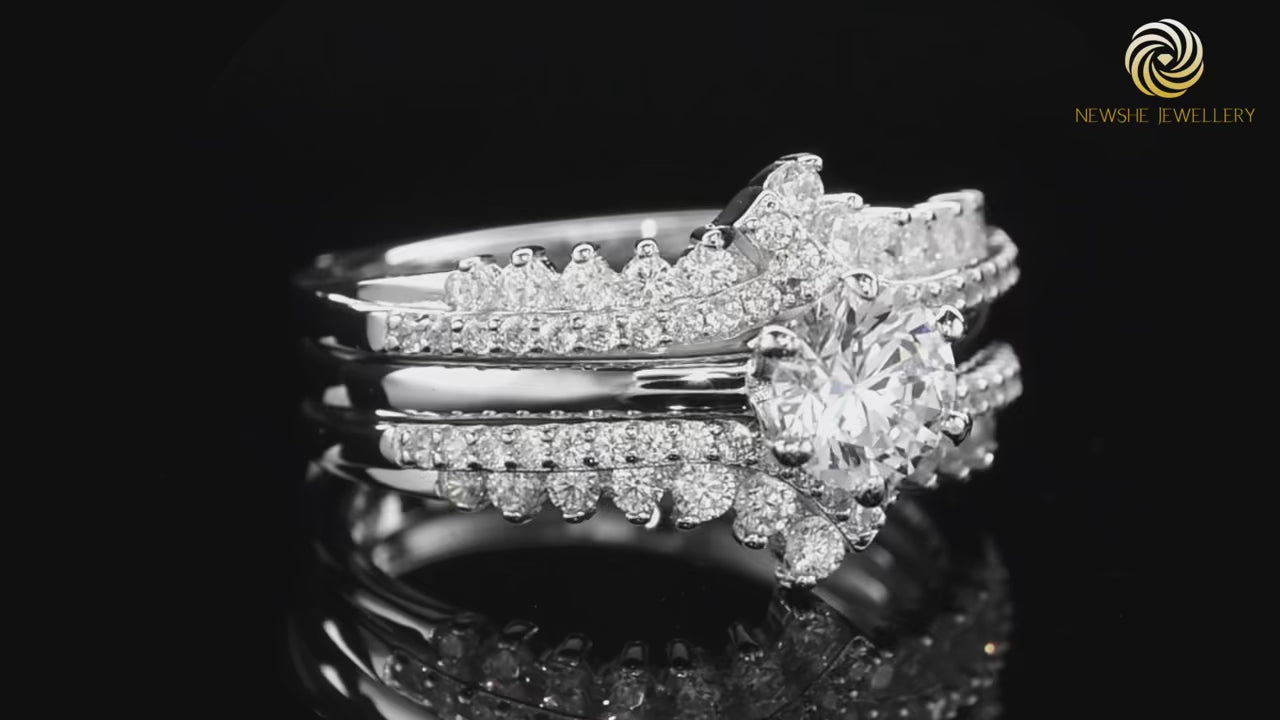 Vixonna Women's Round Cut Bridal Wedding Ring Set 925 Silver 1.8ct