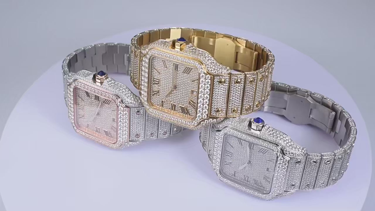 Vixonna Men's Moissanite Watch Mechanical Sapphire Stainless Steel