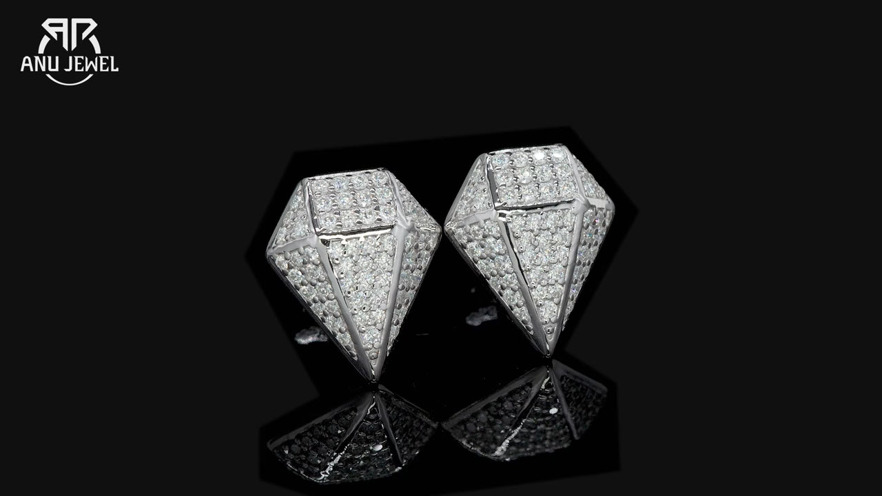 Vixonna Rhombus Moissanite Stud Earrings 0.94cttw 925 Silver
