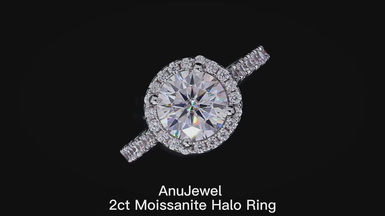 Vixonna Women's Halo Moissanite Engagement Ring 2ct 925 Silver D Color