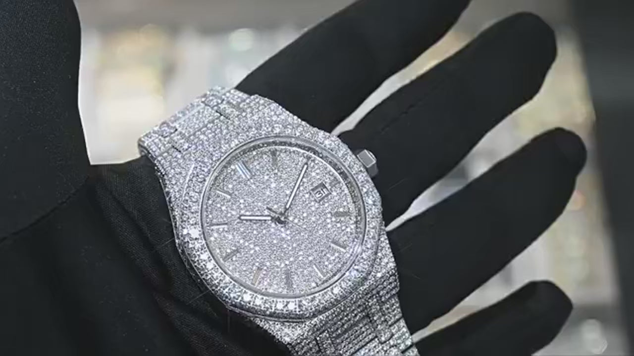Vixonna Men's Moissanite Watch 9015 Automatic Diamond Dial